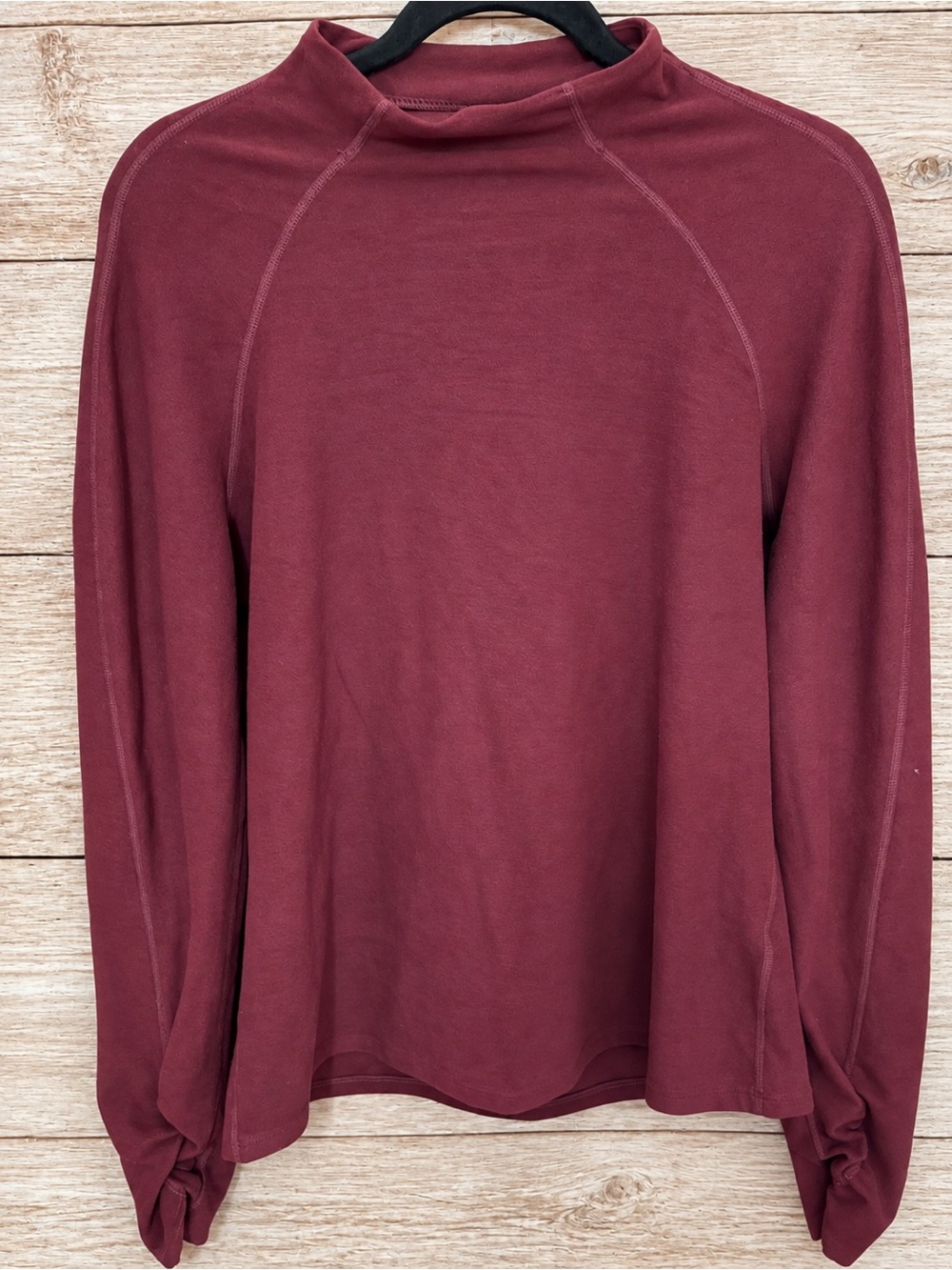 Fabletics Burgundy Long Sleeve Mock Neck Top